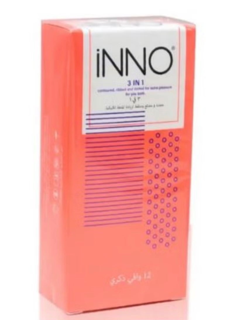 واقي ذكري إينو 3 في 1 محدب ومثقب – 12 قطعة